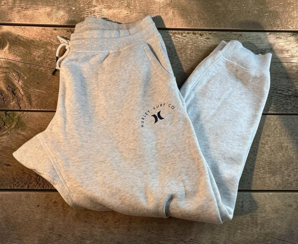 Men's Hurley Coastal Dunes Fleece Jogger Sz XXL Light Gray Pockets Drawstring